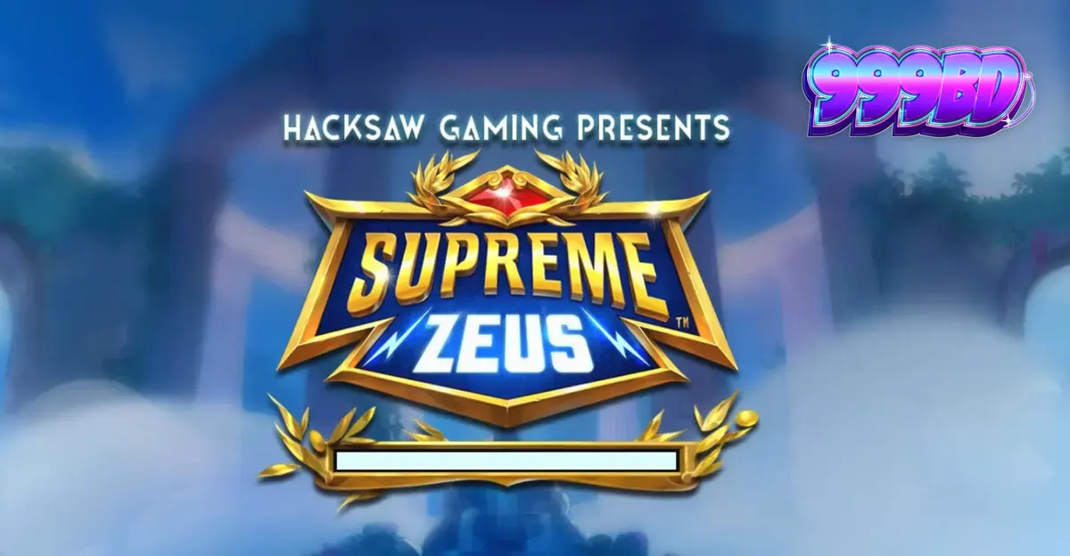 Supreme Zeus স্লট গেমের একটি দৃশ্য যেখানে অলিম্পাসের দেবতা জিউস এবং বিদ্যুতের ঝলকানি দেখা যাচ্ছে।
